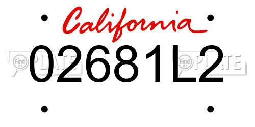 02681L2 California License Plate