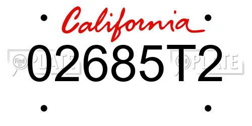 02685T2 California License Plate