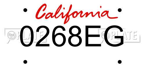 0268EG California License Plate