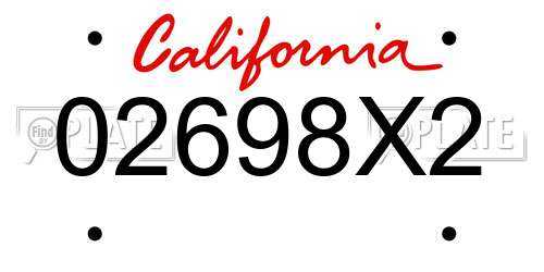 02698X2 California License Plate