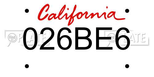 026BE6 California License Plate