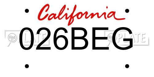 026BEG California License Plate