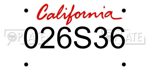 026S36 California License Plate