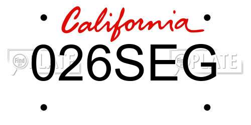026SEG California License Plate