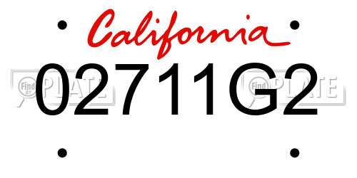 02711G2 California License Plate