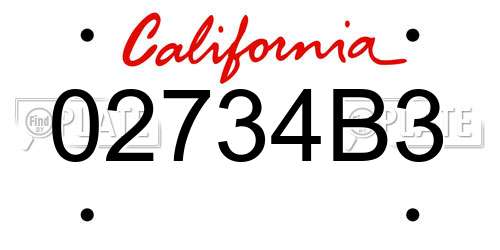 02734B3 California License Plate