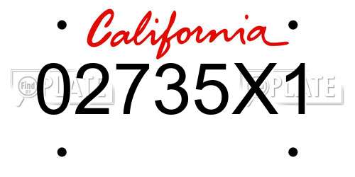 02735X1 California License Plate