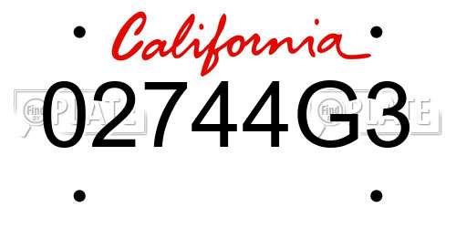 02744G3 California License Plate