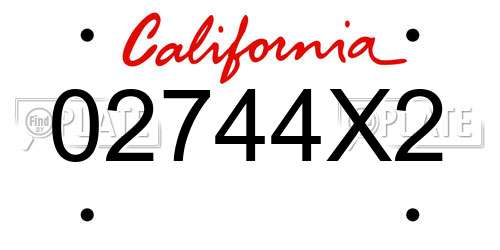02744X2 California License Plate