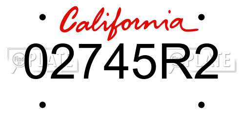 02745R2 California License Plate
