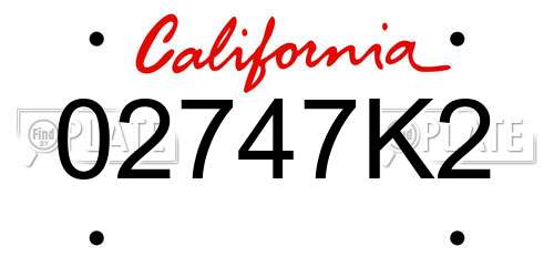 02747K2 California License Plate