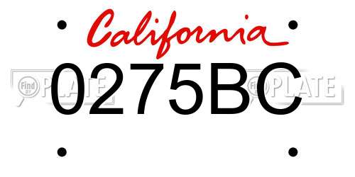 0275BC California License Plate