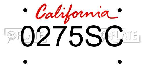 0275SC California License Plate