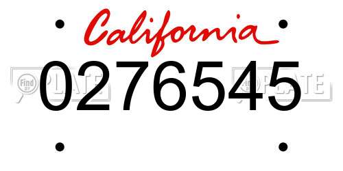 0276545 California License Plate