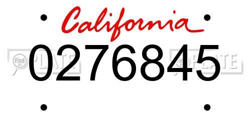 0276845 California License Plate