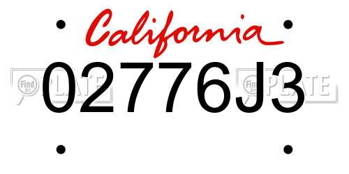 02776J3 California License Plate