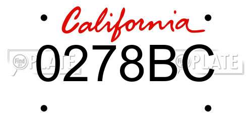0278BC California License Plate