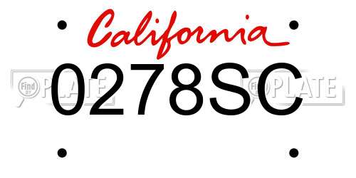 0278SC California License Plate