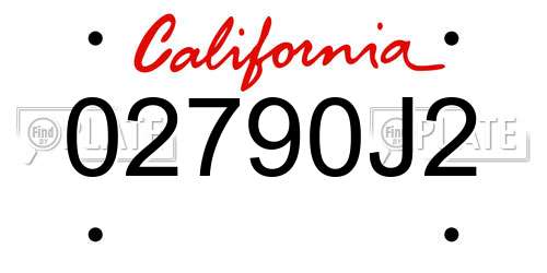 02790J2 California License Plate