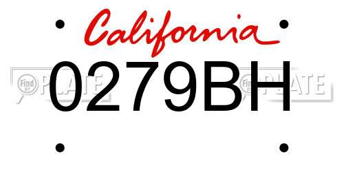 0279BH California License Plate