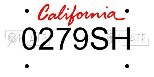 0279SH California License Plate