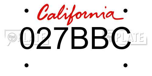 027BBC California License Plate