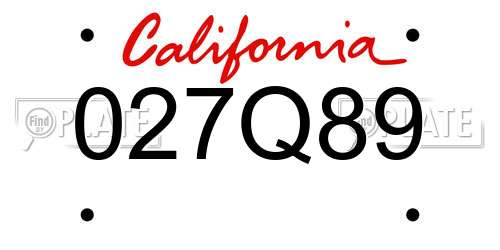 027Q89 California License Plate