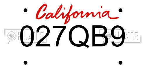 027QB9 California License Plate