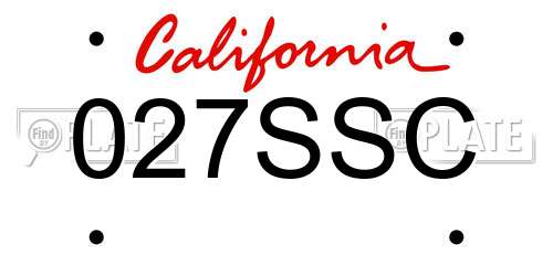 027SSC California License Plate