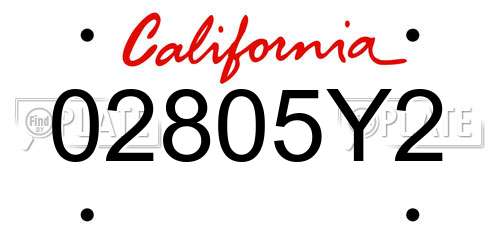 02805Y2 California License Plate