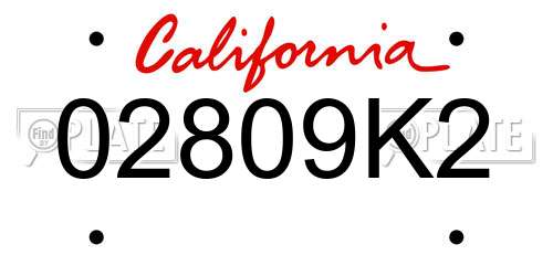 02809K2 California License Plate