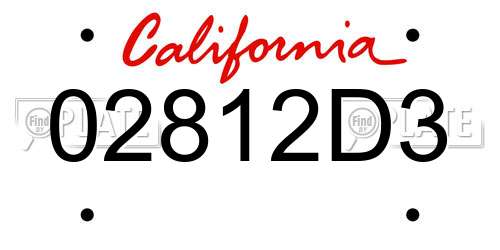 02812D3 California License Plate