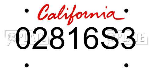 02816S3 California License Plate