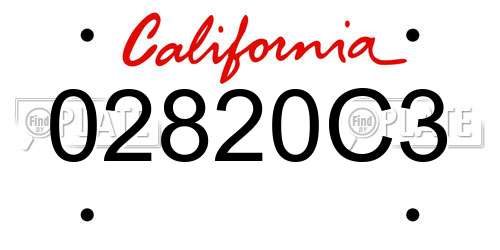 02820C3 California License Plate