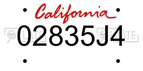 02835J4 California License Plate