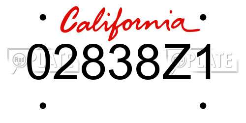 02838Z1 California License Plate