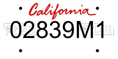 02839M1 California License Plate
