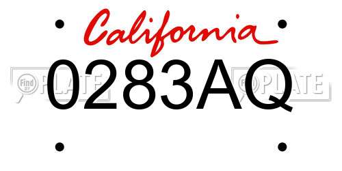 0283AQ California License Plate