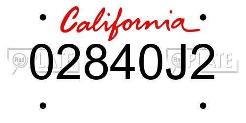 02840J2 California License Plate