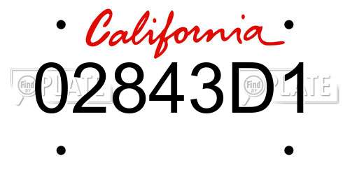 02843D1 California License Plate