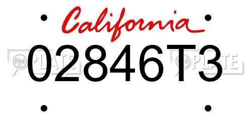 02846T3 California License Plate