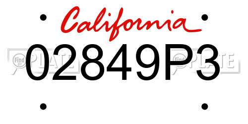 02849P3 California License Plate