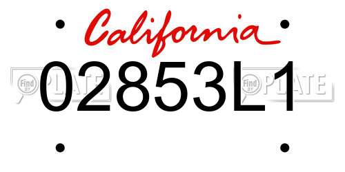 02853L1 California License Plate