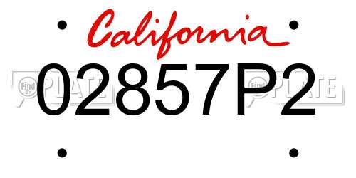 02857P2 California License Plate
