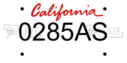 0285AS California License Plate