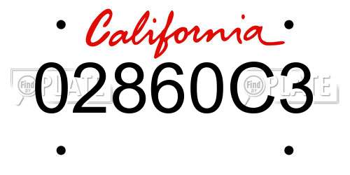 02860C3 California License Plate