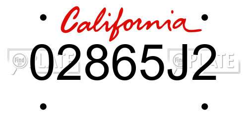 02865J2 California License Plate