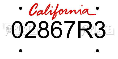 02867R3 California License Plate