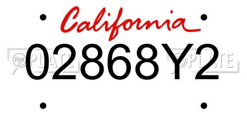 02868Y2 California License Plate