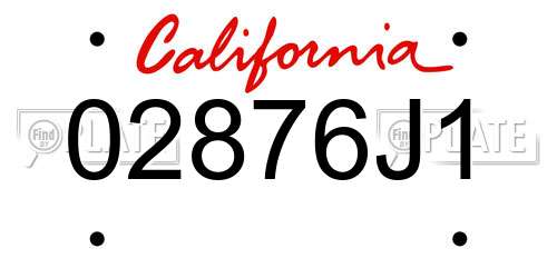 02876J1 California License Plate